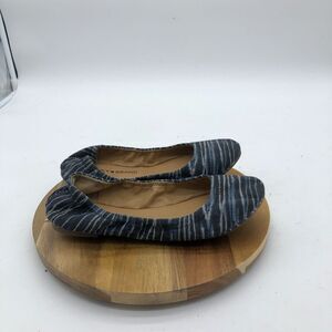 Lucky Brand Emmie Ballet Flats Womens 6 Blue Stripe Slip On Shoes Casual